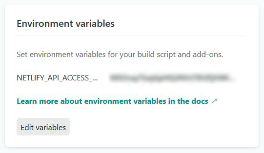 Showing where environment variables are saved in Netlify admin UI